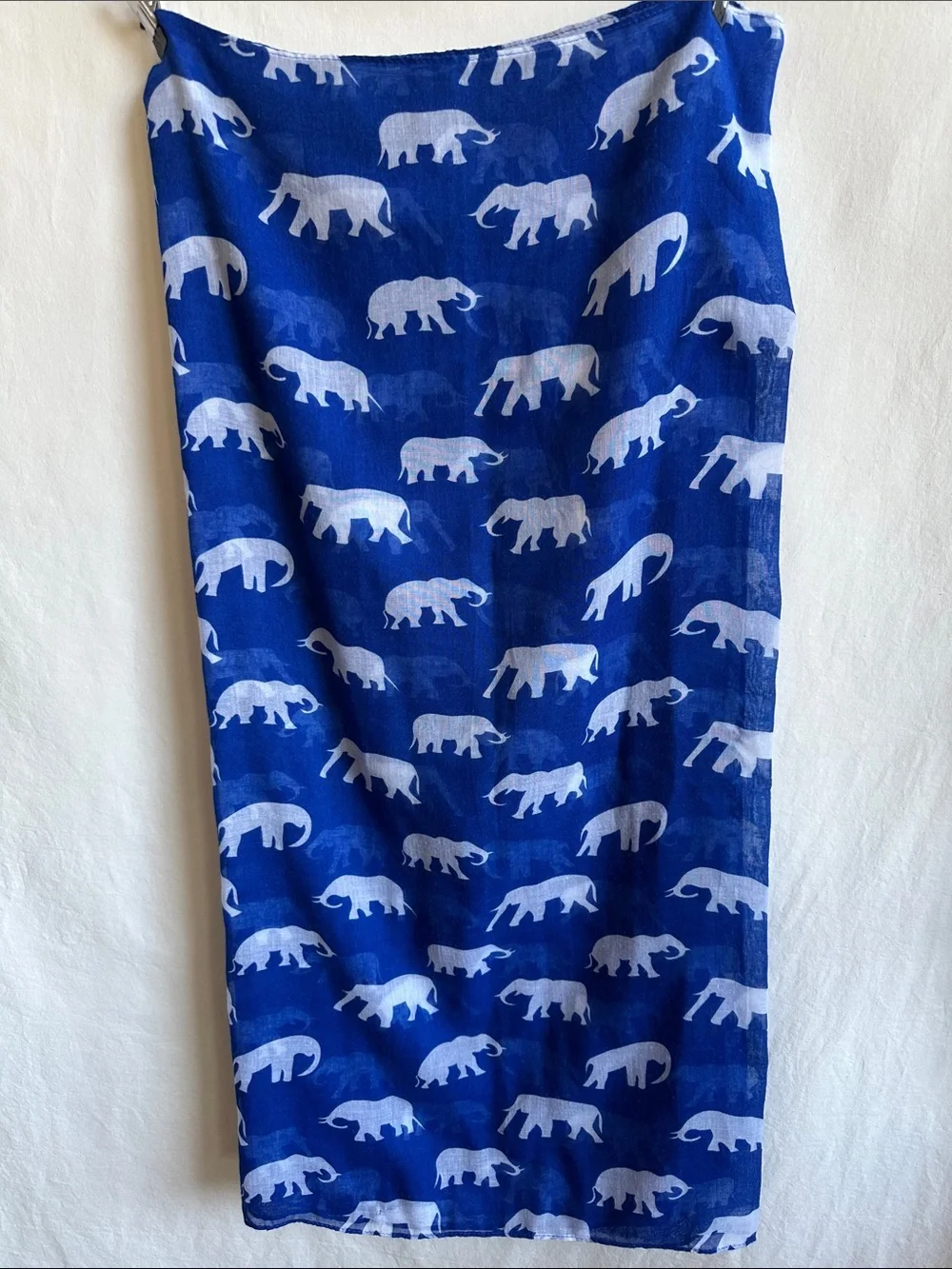Blue and white elephant print scarf/shawl/wrap